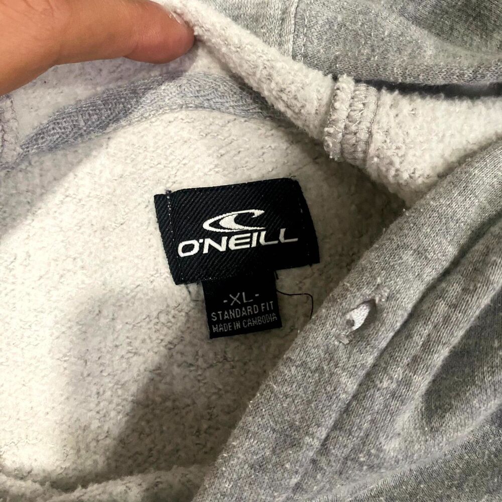 O'Neill Hoodie Men's XL Gray Fleece Lined Logo Graphic Sweatshirt Gym Workout - Picture 3 of 6